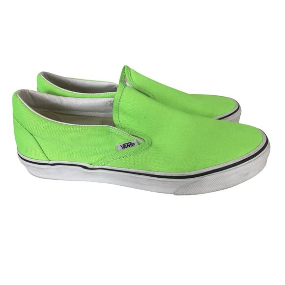 Vans Shoes - Vans Neon Green Classic Slip On Canvas Skateboard Sneakers M 9.5 W 11